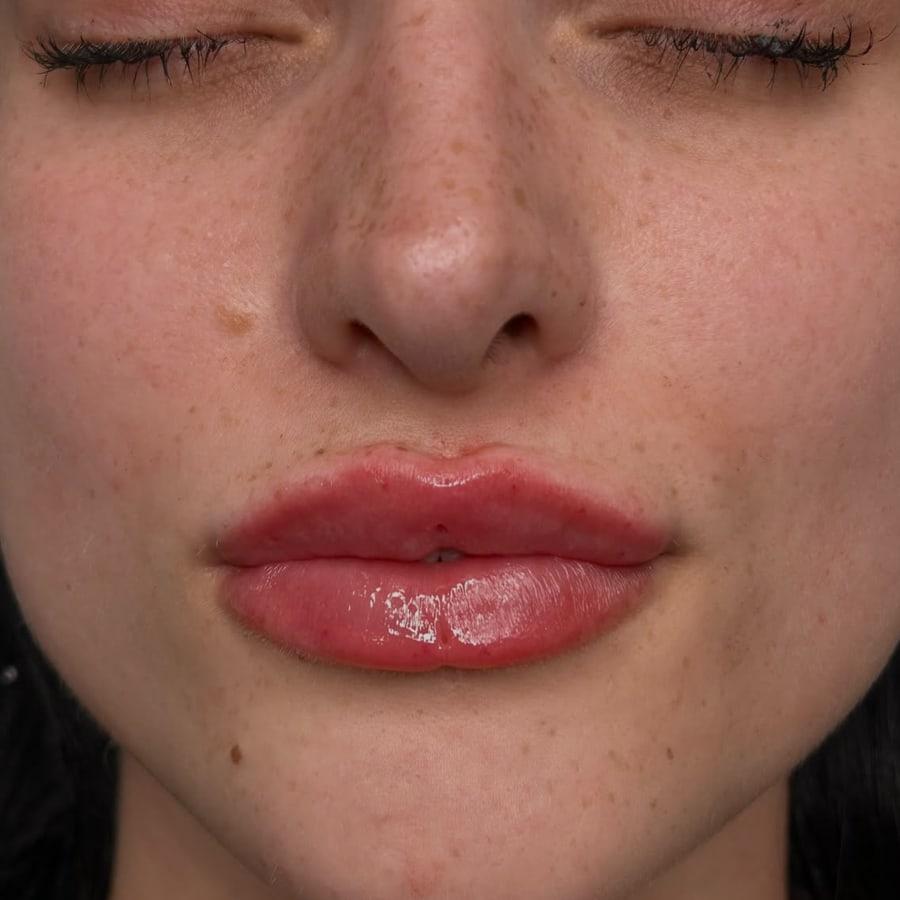 The same client's lips after lip filler treatment